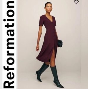 Reformation Locklin Midi Dress In Prune, Size 12